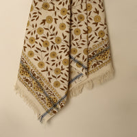 Beige - Block Printed Handloom Cotton Sanganeri Towel 67