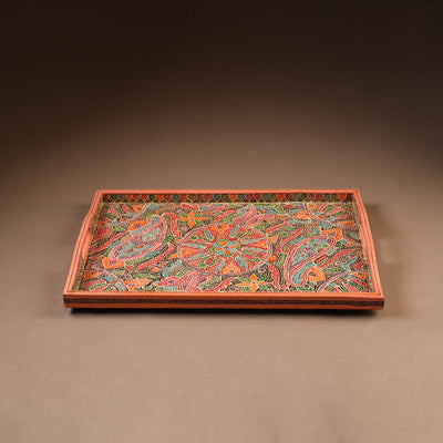 Kashmiri Handpainted Paper Mache Rectangle Serving Tray (18 x 12 Inch) 49