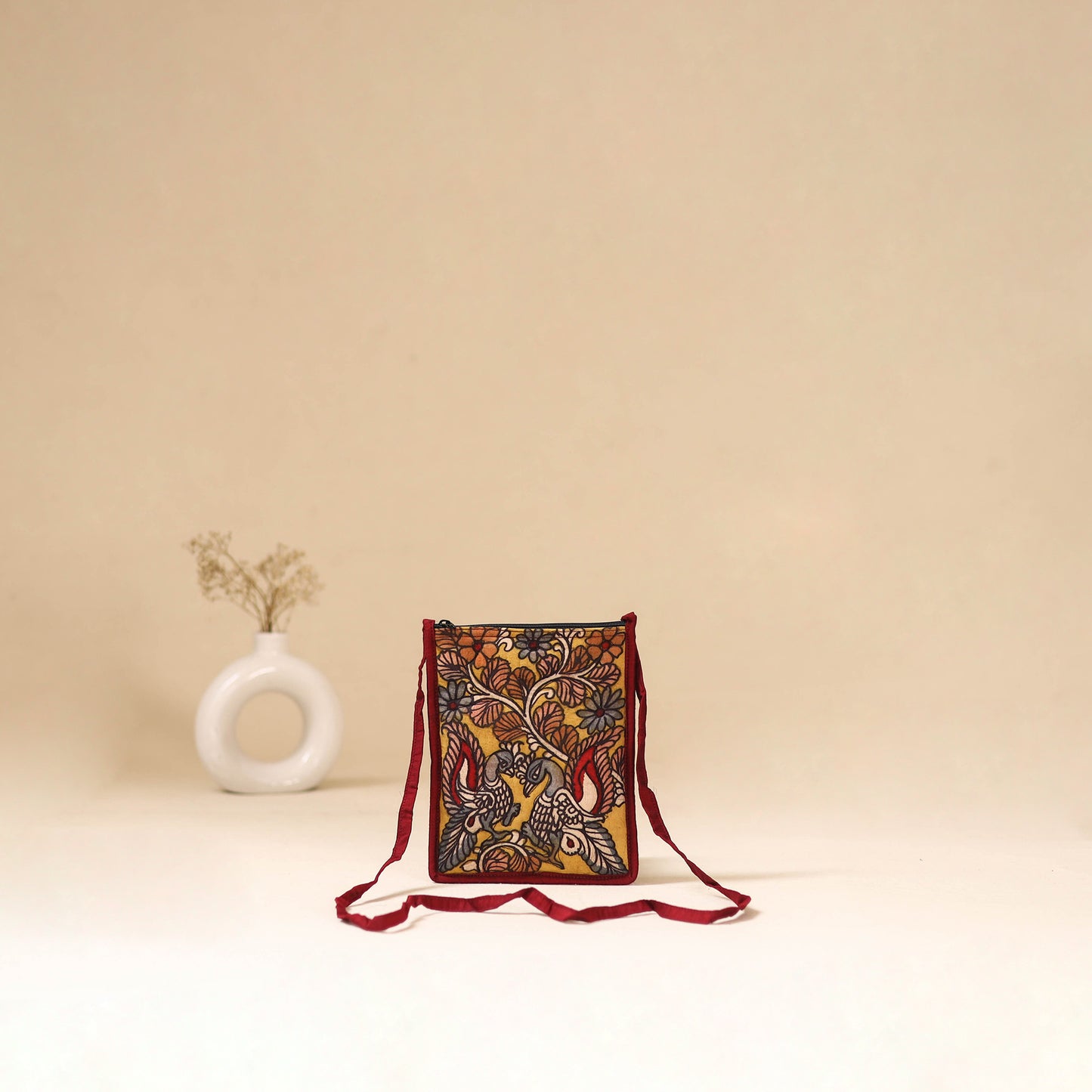 Srikalahasti Handpainted Kalamkari Sling Bag by Dwarka Plus 34