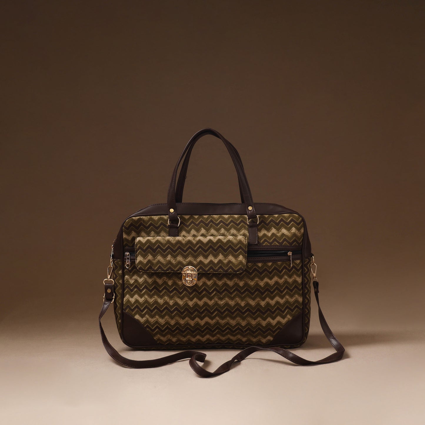 Brown - Handcrafted Printed Laptop Bag 14