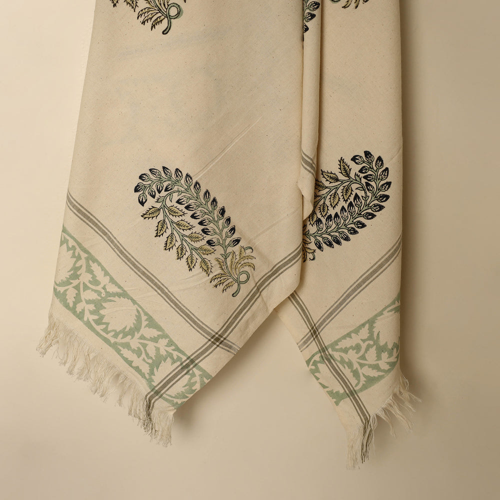 Beige - Block Printed Handloom Cotton Sanganeri Towel 68