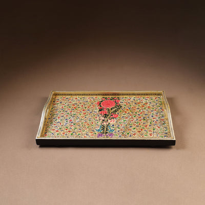Kashmiri Handpainted Paper Mache Rectangle Serving Tray (18 x 12 Inch) 51