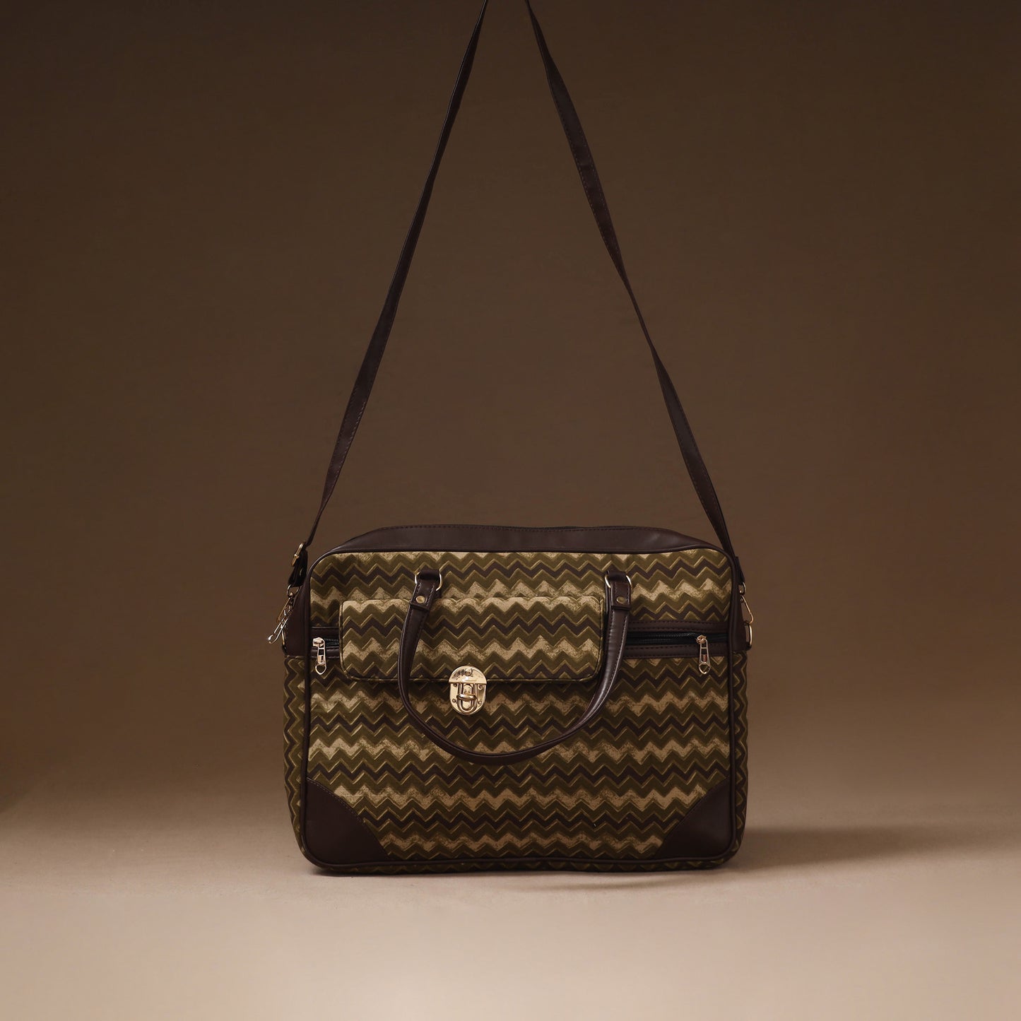 Brown - Handcrafted Printed Laptop Bag 14