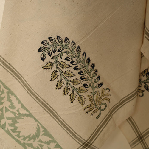 Beige - Block Printed Handloom Cotton Sanganeri Towel 68