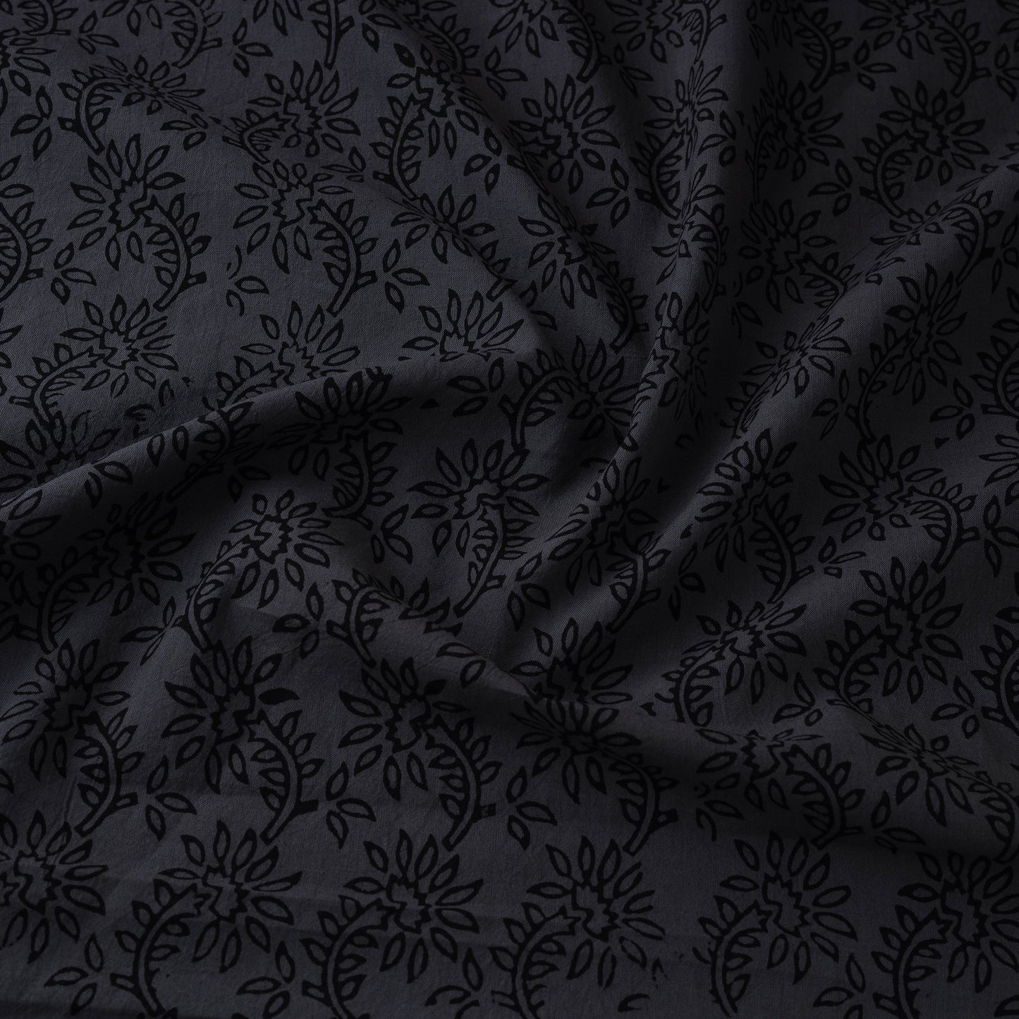 Grey - Bagh Hand Block Print Natural Dyed Cotton Fabric 10