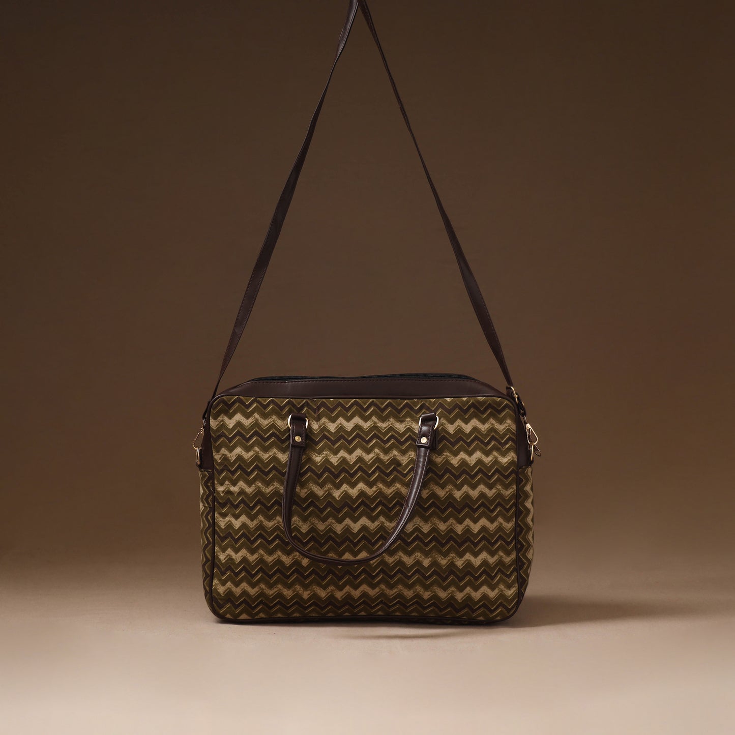 Brown - Handcrafted Printed Laptop Bag 14