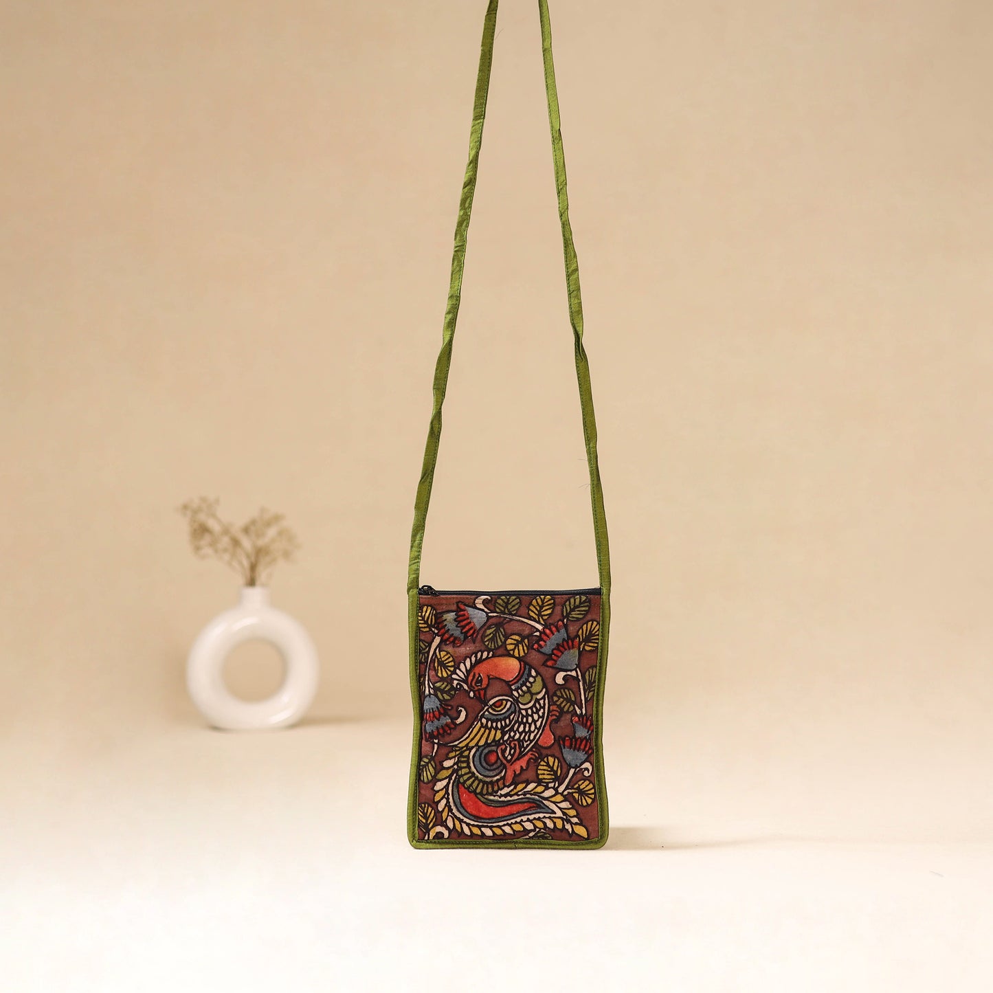 Srikalahasti Handpainted Kalamkari Sling Bag by Dwarka Plus 37