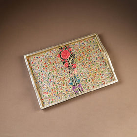 Kashmiri Handpainted Paper Mache Rectangle Serving Tray (18 x 12 Inch) 51