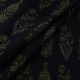 Black - Bagh Hand Block Print Natural Dyed Cotton Fabric 11