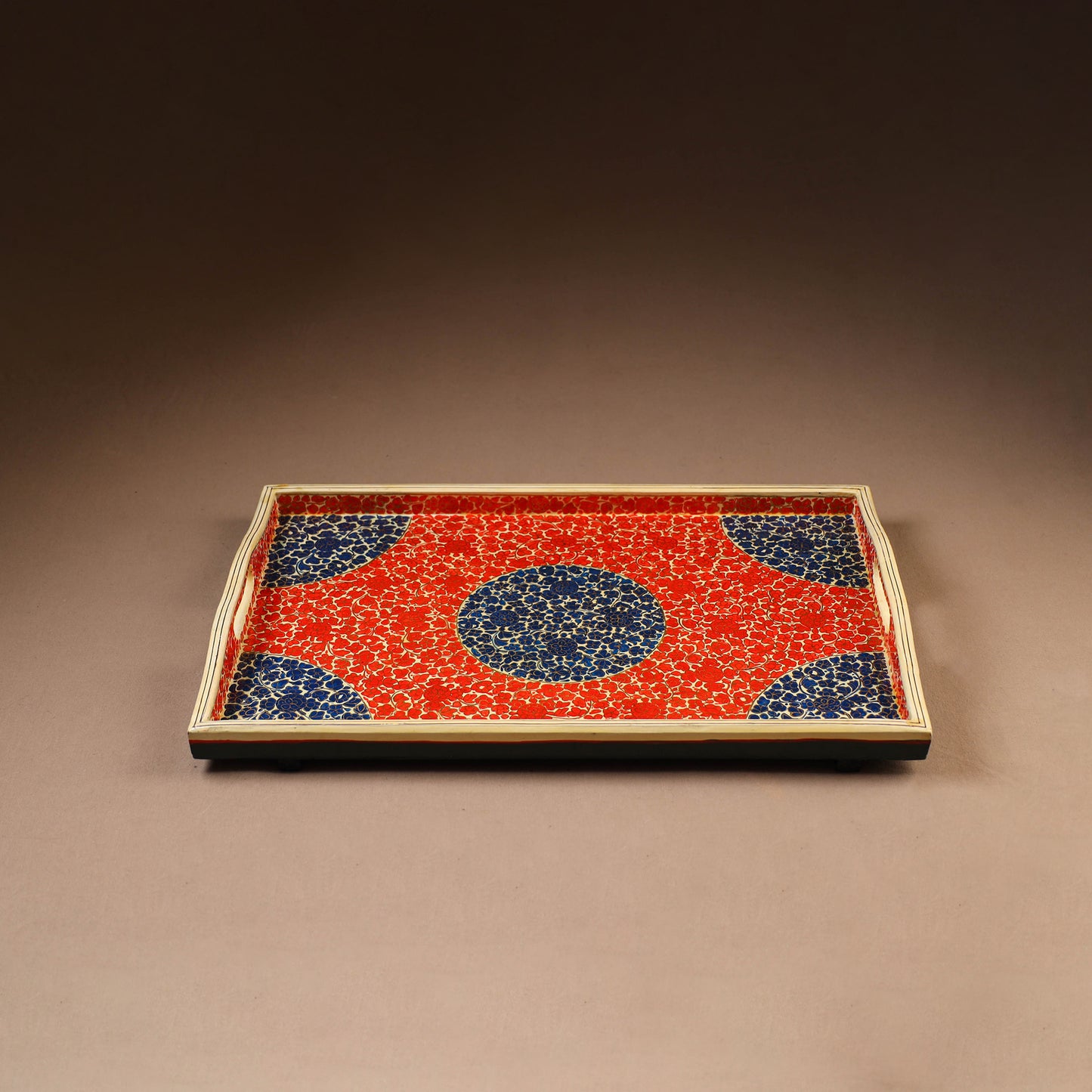 Kashmiri Handpainted Paper Mache Rectangle Serving Tray (18 x 12 Inch) 50