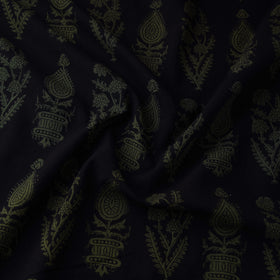 Black - Bagh Hand Block Print Natural Dyed Cotton Fabric 11