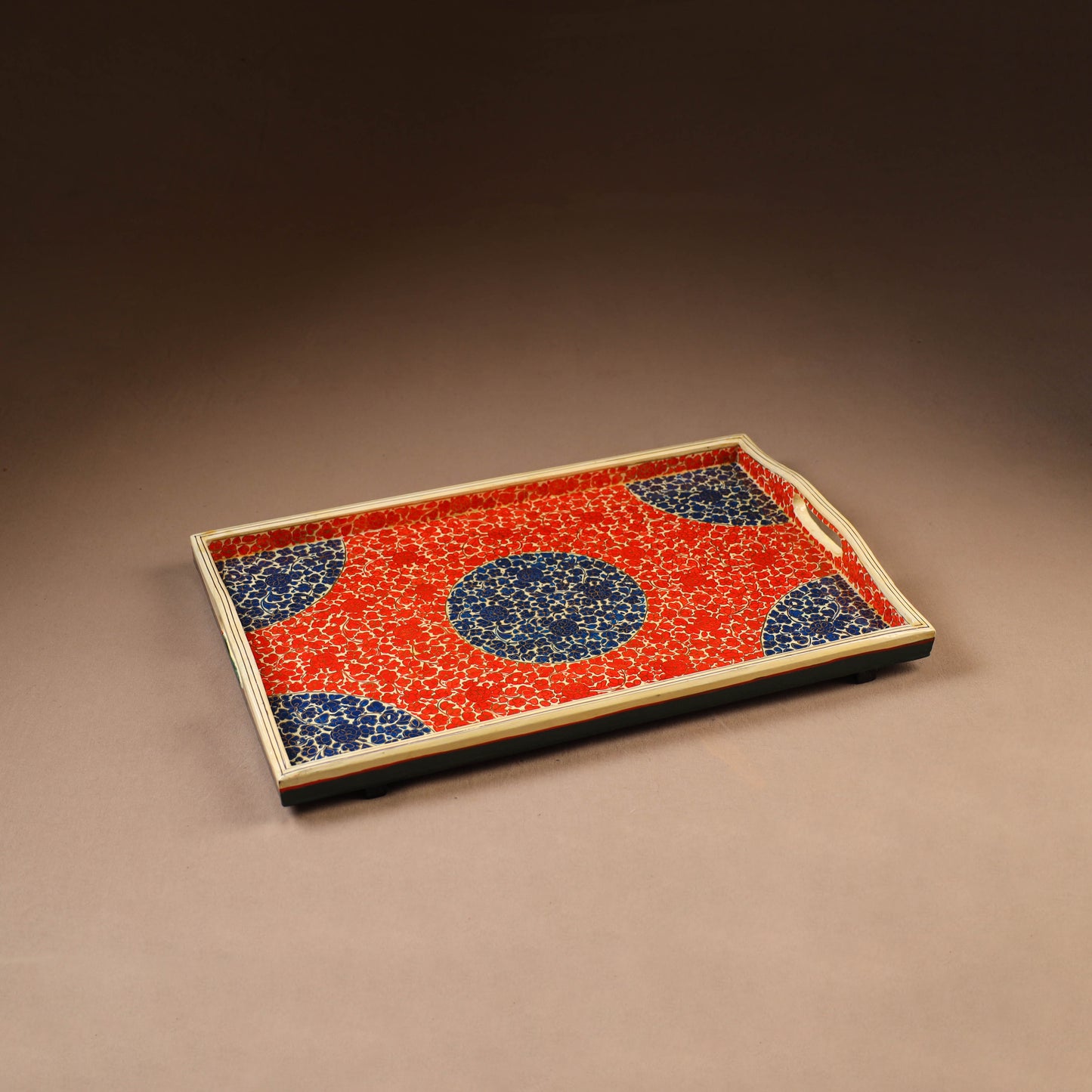 Kashmiri Handpainted Paper Mache Rectangle Serving Tray (18 x 12 Inch) 50