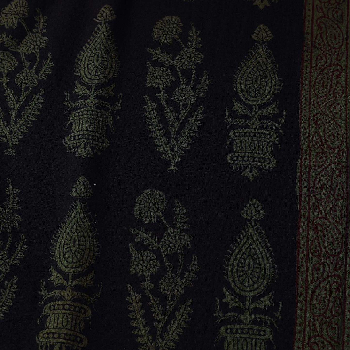 Black - Bagh Hand Block Print Natural Dyed Cotton Fabric 11
