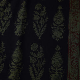 Black - Bagh Hand Block Print Natural Dyed Cotton Fabric 11