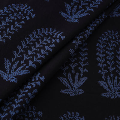 Black - Bagh Hand Block Print Natural Dyed Cotton Fabric 12