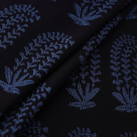 Black - Bagh Hand Block Print Natural Dyed Cotton Fabric 12