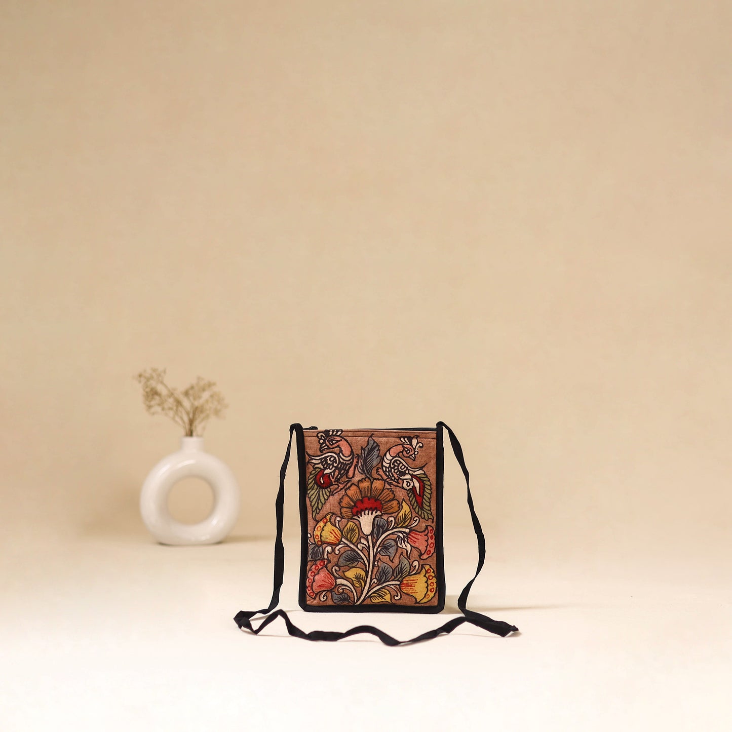 Srikalahasti Handpainted Kalamkari Sling Bag by Dwarka Plus 38