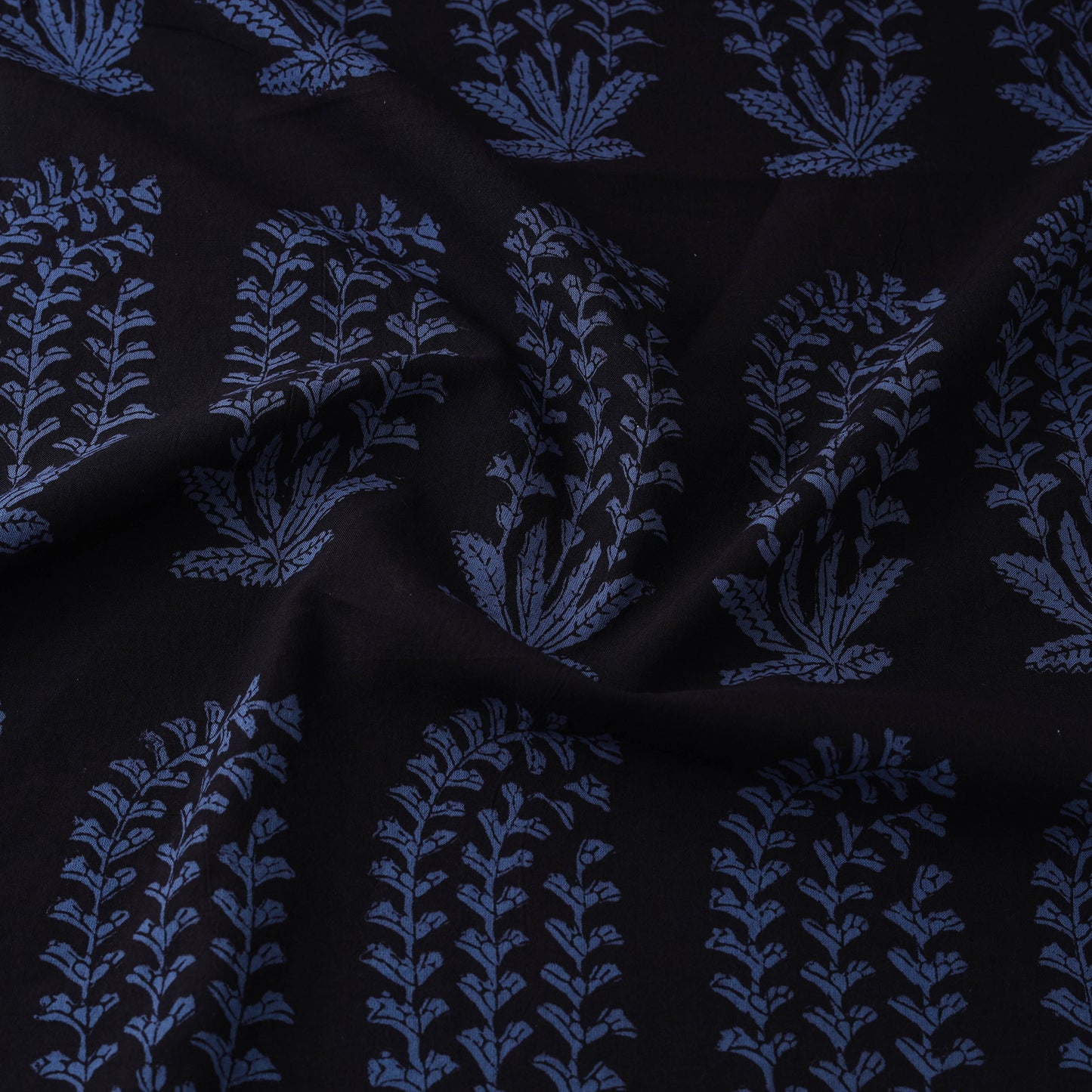 Black - Bagh Hand Block Print Natural Dyed Cotton Fabric 12