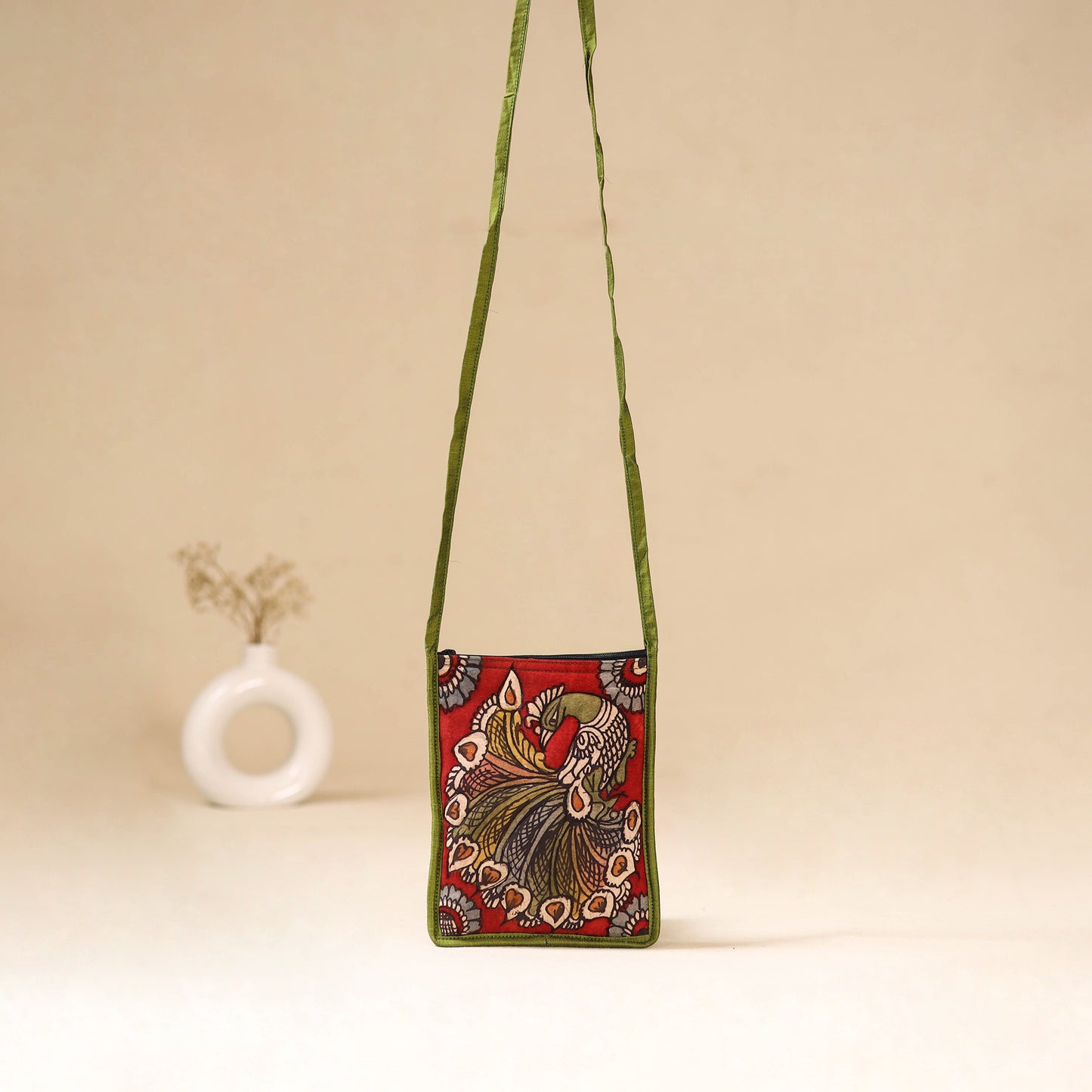 Srikalahasti Handpainted Kalamkari Sling Bag by Dwarka Plus 39