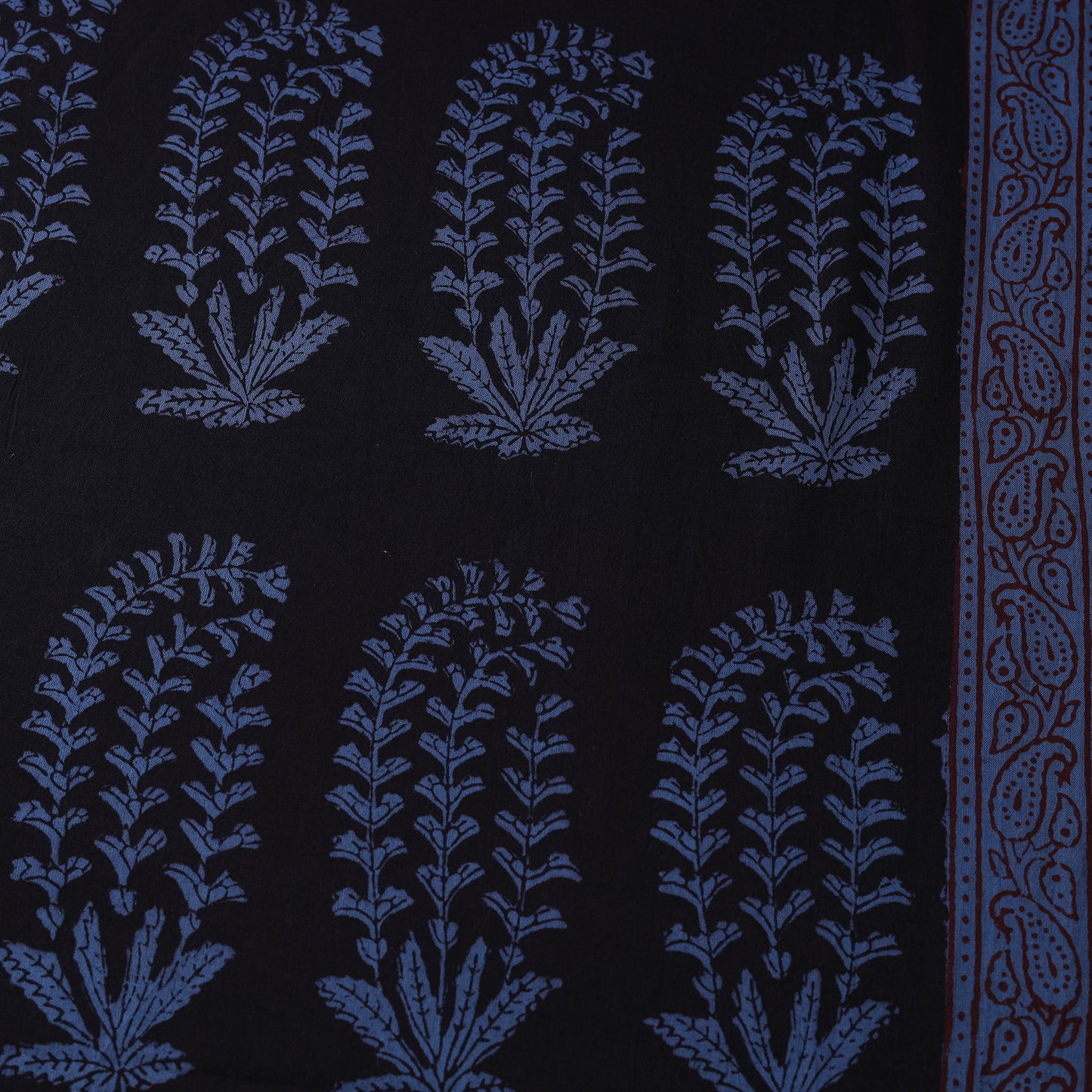 Black - Bagh Hand Block Print Natural Dyed Cotton Fabric 12