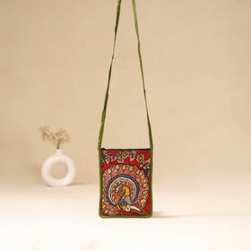Srikalahasti Handpainted Kalamkari Sling Bag by Dwarka Plus 40