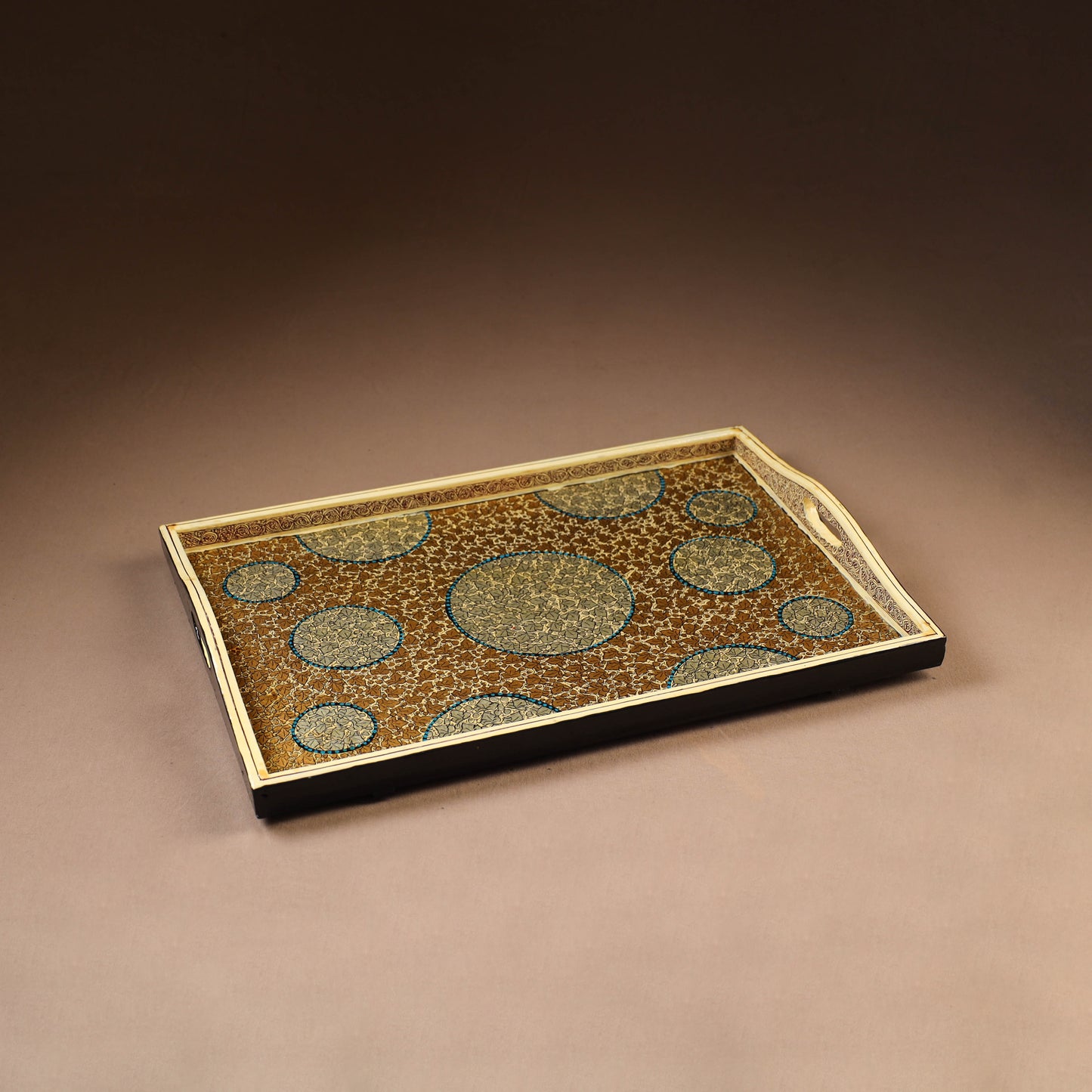 Kashmiri Handpainted Paper Mache Rectangle Serving Tray (18 x 12 Inch) 52
