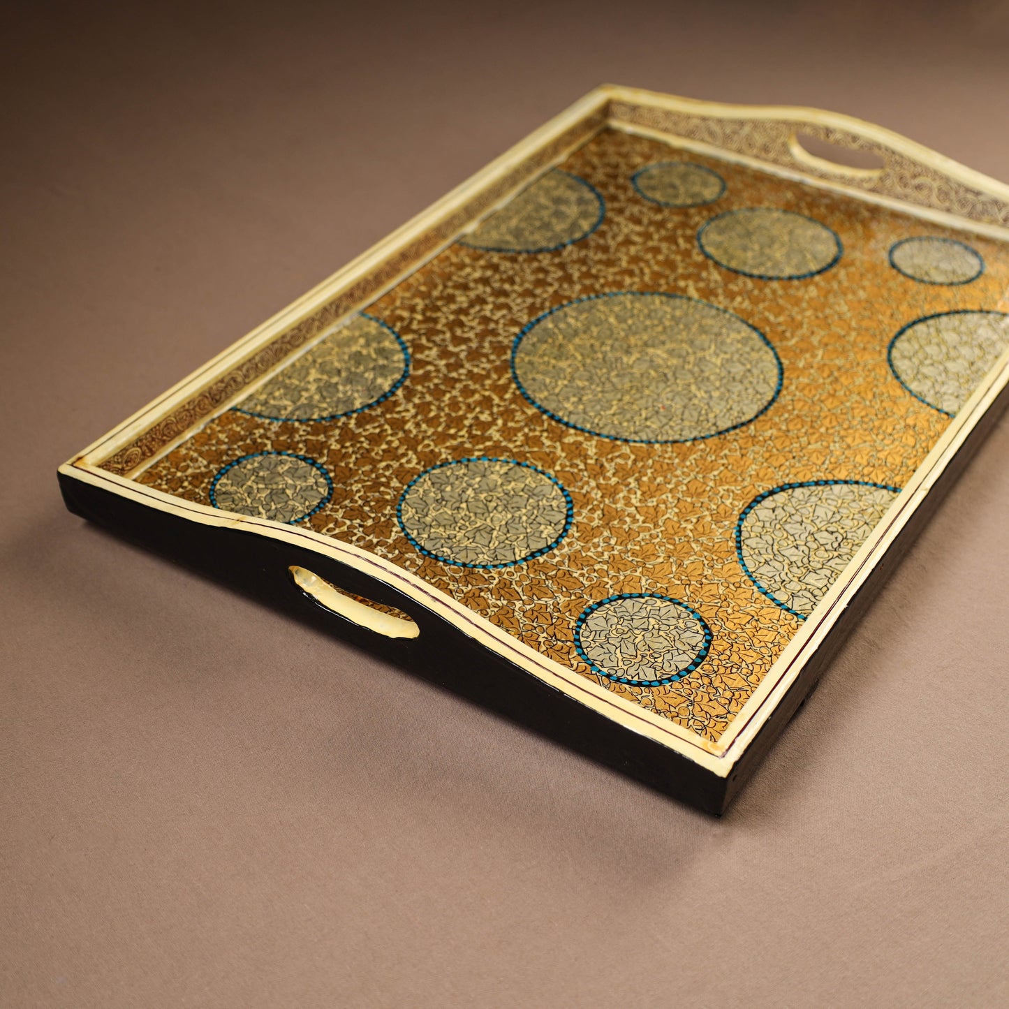 Kashmiri Handpainted Paper Mache Rectangle Serving Tray (18 x 12 Inch) 52