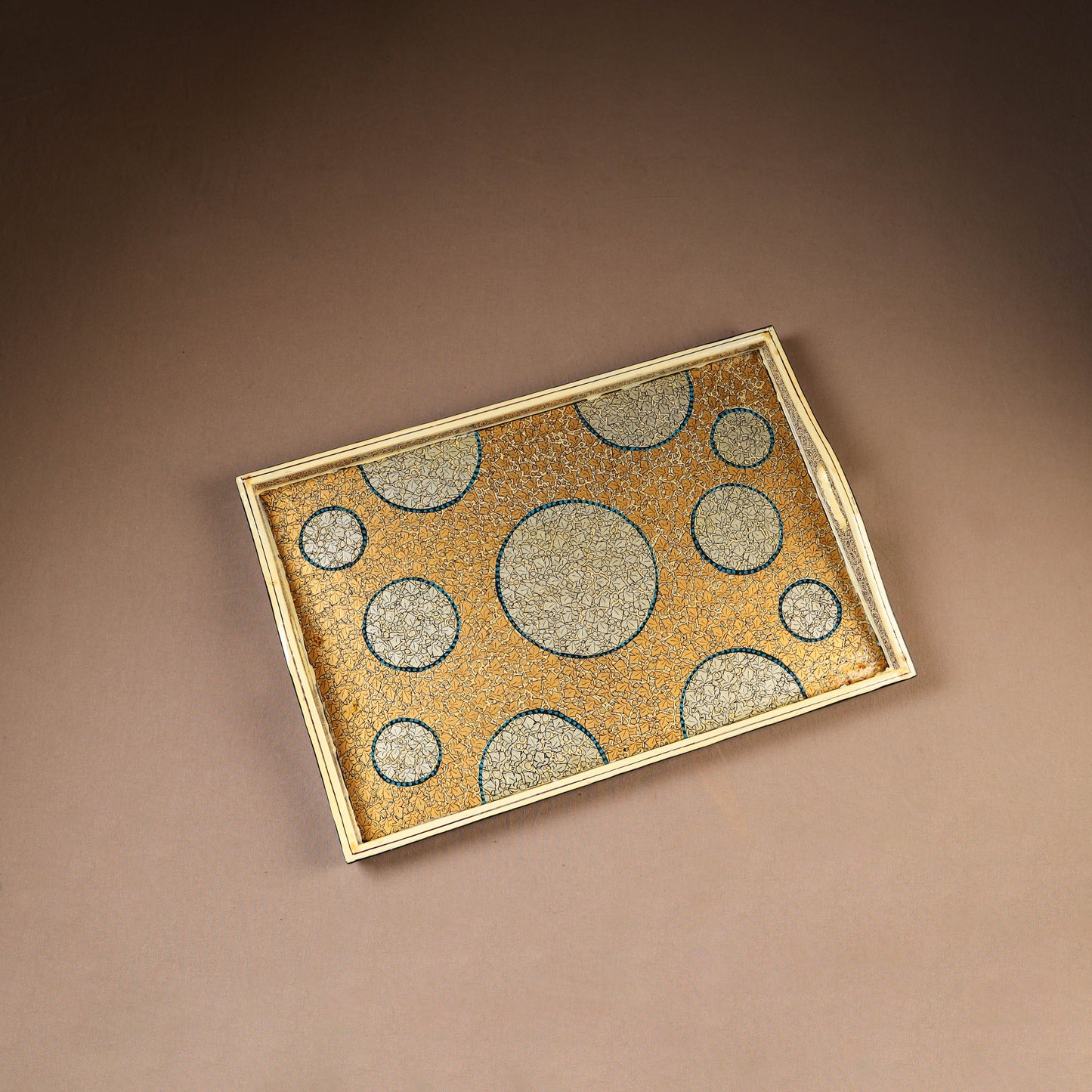 Kashmiri Handpainted Paper Mache Rectangle Serving Tray (18 x 12 Inch) 52