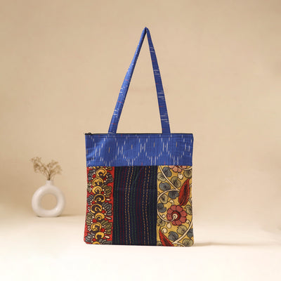 Srikalahasti Handpainted Kalamkari Ikat Patch Shoulder Bag by Dwarka Plus 41
