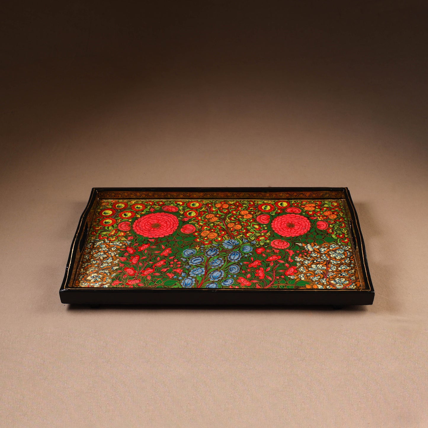 Kashmiri Handpainted Paper Mache Rectangle Serving Tray (18 x 12 Inch) 53