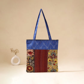 Srikalahasti Handpainted Kalamkari Ikat Patch Shoulder Bag by Dwarka Plus 41