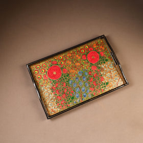 Kashmiri Handpainted Paper Mache Rectangle Serving Tray (18 x 12 Inch) 53
