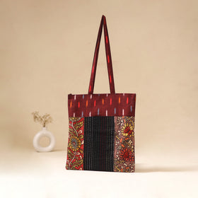 Srikalahasti Handpainted Kalamkari Ikat Patch Shoulder Bag by Dwarka Plus 42