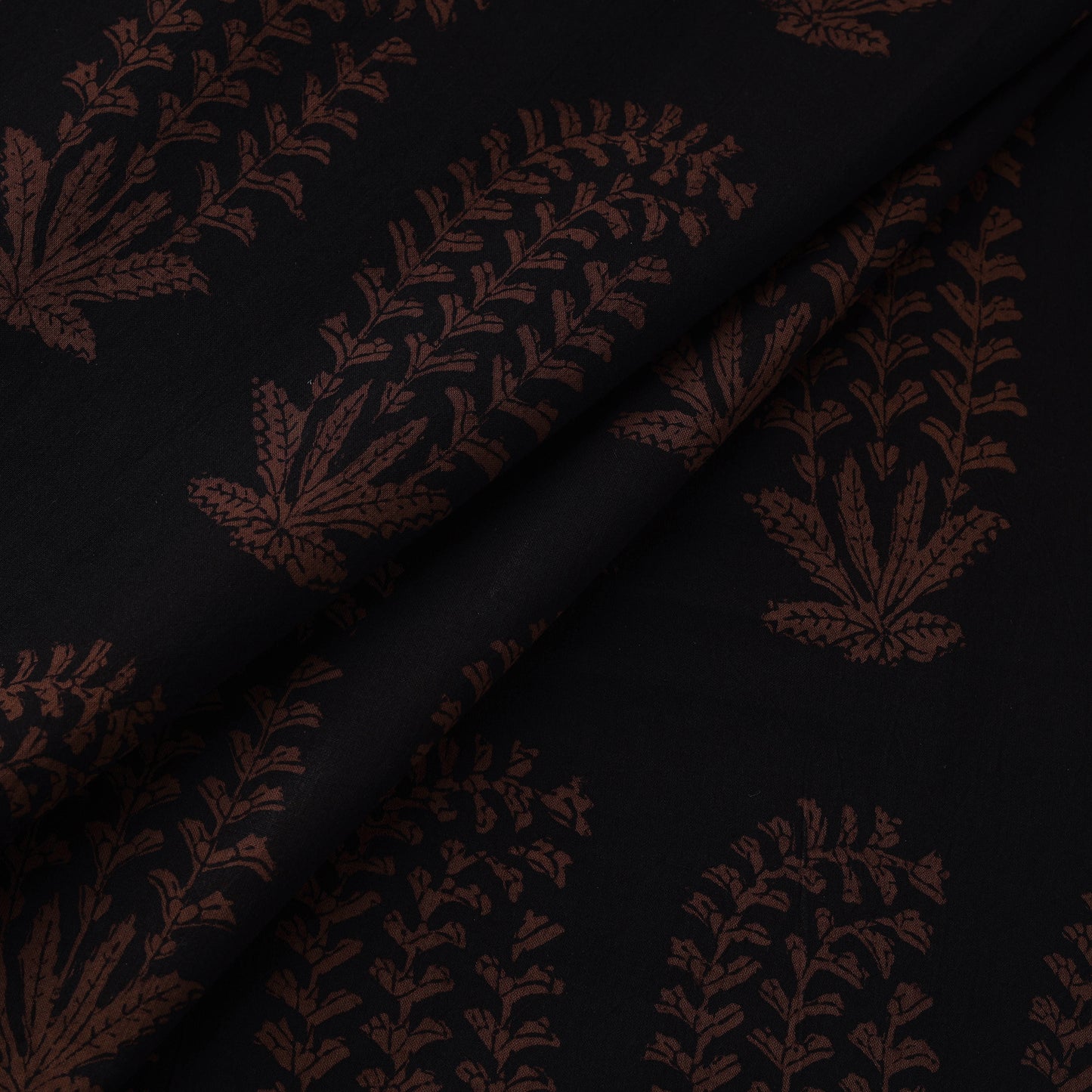 Black - Bagh Hand Block Print Natural Dyed Cotton Fabric 15