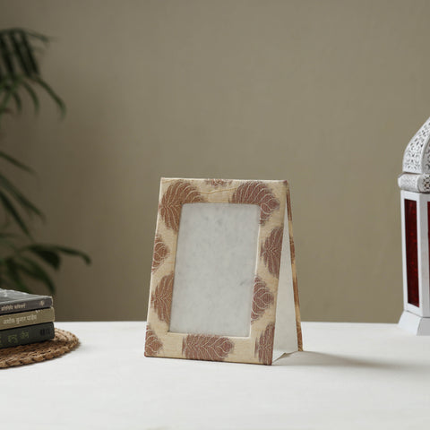 Beige - fabric embellished handmade photo frame (8 x 6 in)