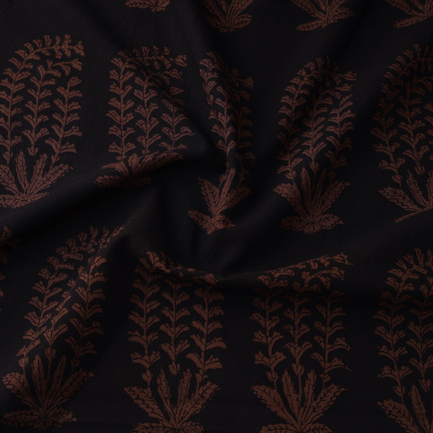 Black - Bagh Hand Block Print Natural Dyed Cotton Fabric 15