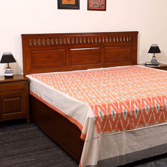 Orange - Cotton Pochampally Ikat Bedsheet 15