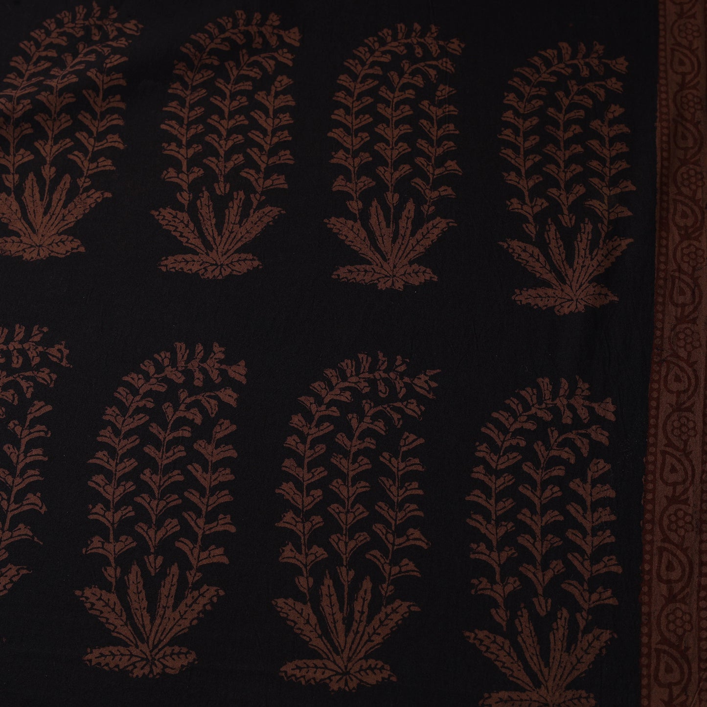 Black - Bagh Hand Block Print Natural Dyed Cotton Fabric 15