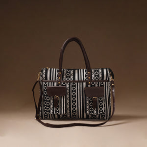 Black - Handcrafted Printed Laptop Bag 15