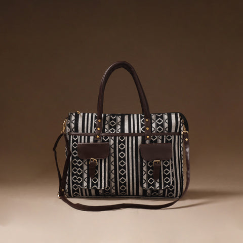 Black - Handcrafted Printed Laptop Bag 15