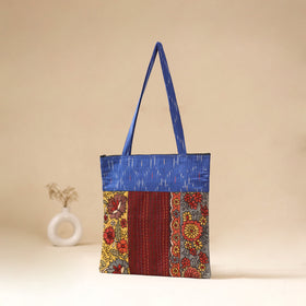 Srikalahasti Handpainted Kalamkari Ikat Patch Shoulder Bag by Dwarka Plus 43