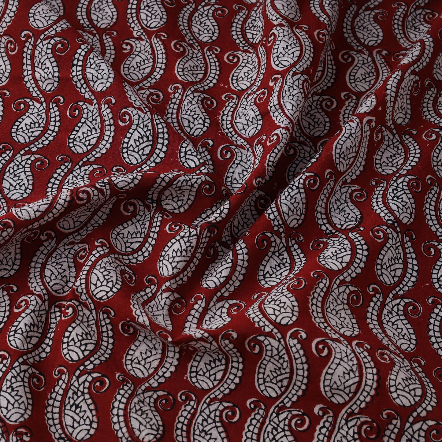 Red - Bagh Hand Block Print Natural Dyed Cotton Fabric 16