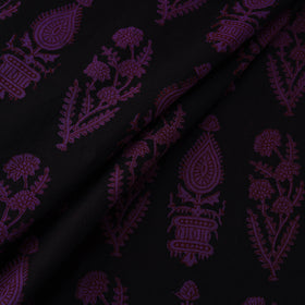 Black - Bagh Hand Block Print Natural Dyed Cotton Fabric 17