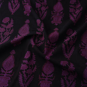 Black - Bagh Hand Block Print Natural Dyed Cotton Fabric 17