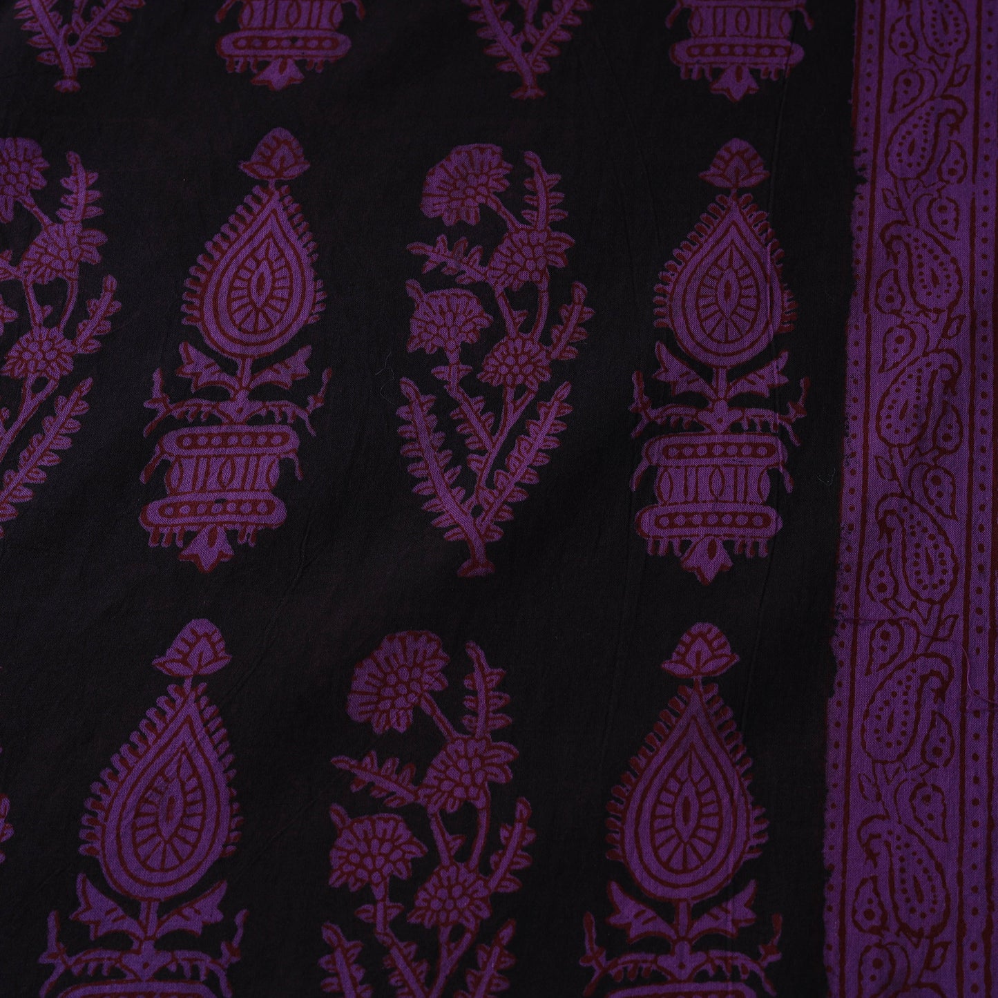 Black - Bagh Hand Block Print Natural Dyed Cotton Fabric 17