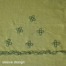 Yellow - 3pc hand embroidery cotton lucknow chikankari