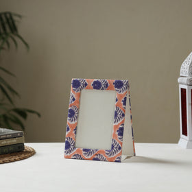 Peach - fabric embellished handmade photo frame (8 x 6 in)