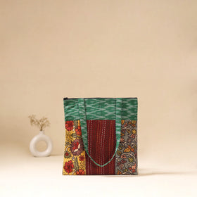 Srikalahasti Handpainted Kalamkari Ikat Patch Shoulder Bag by Dwarka Plus 45