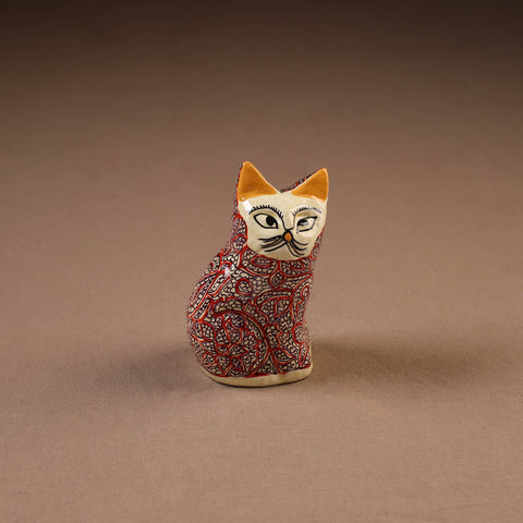 Kashmiri Handpainted Paper Mache Cat Sculpture for Home Decor (3 Inch) 40