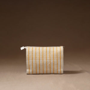 Yellow - Taat Wool Thread Hand Embroidered Upcycled Travel Pouch 02
